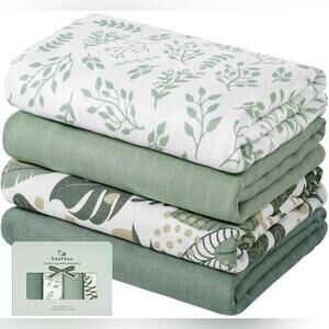 NWT Yoofoss Muslin Swaddle Blankets, Baby Blankets 47 x 47 Receiving Blankets